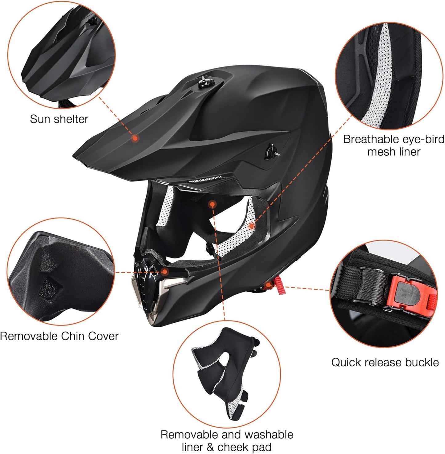 Adult Offroad Dirt Bike Helmet Motocross ATV Dirtbike Outdoor BMX MX Full Face Motorcycle Helmet DOT Approved