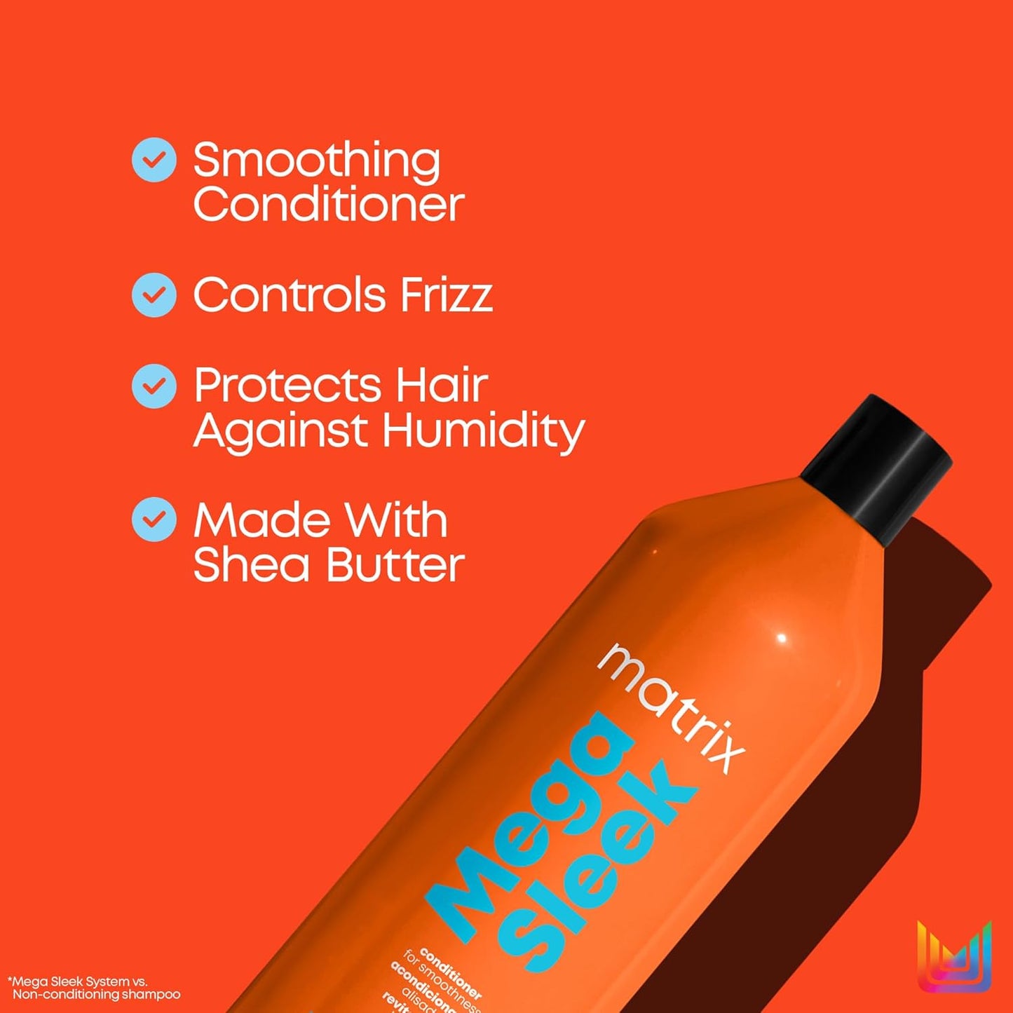 Mega Sleek Shampoo and Conditioner Set - Smoothing, Anti-Frizz, Detangling, for Dry, Damaged & Frizzy Hair, Nourishes with Shea Butter, Vegan