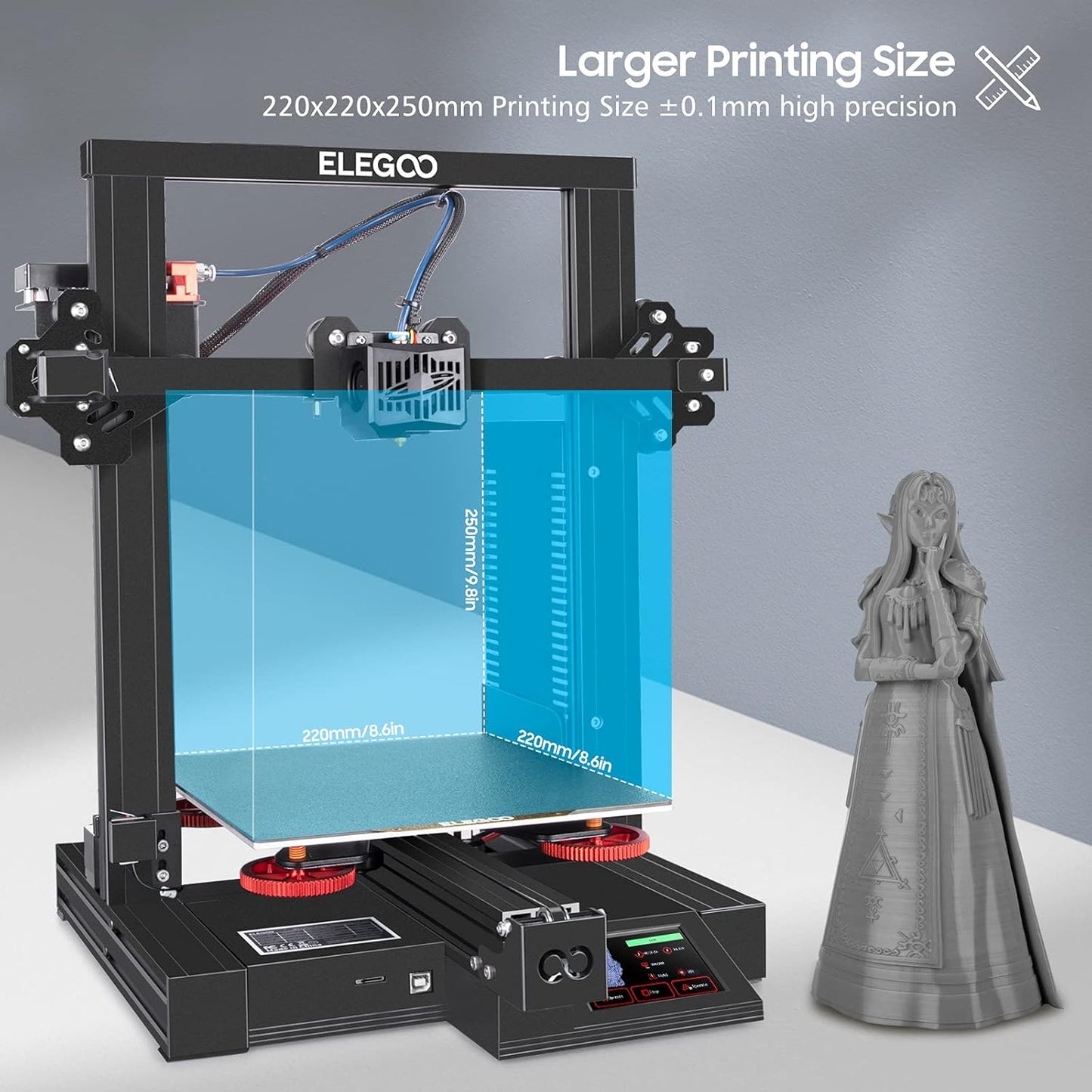 3D Printer Neptune 2S FDM 3D Printer with PEI Printing Sheet Large Printing Size 8.66X8.66X9.84 Inch