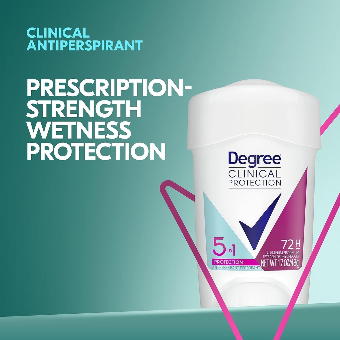 Clinical Protection Antiperspirant Deodorant 72-Hour Sweat & Odor Protection 5-In-1 Antiperspirant for Women 1.7 Oz