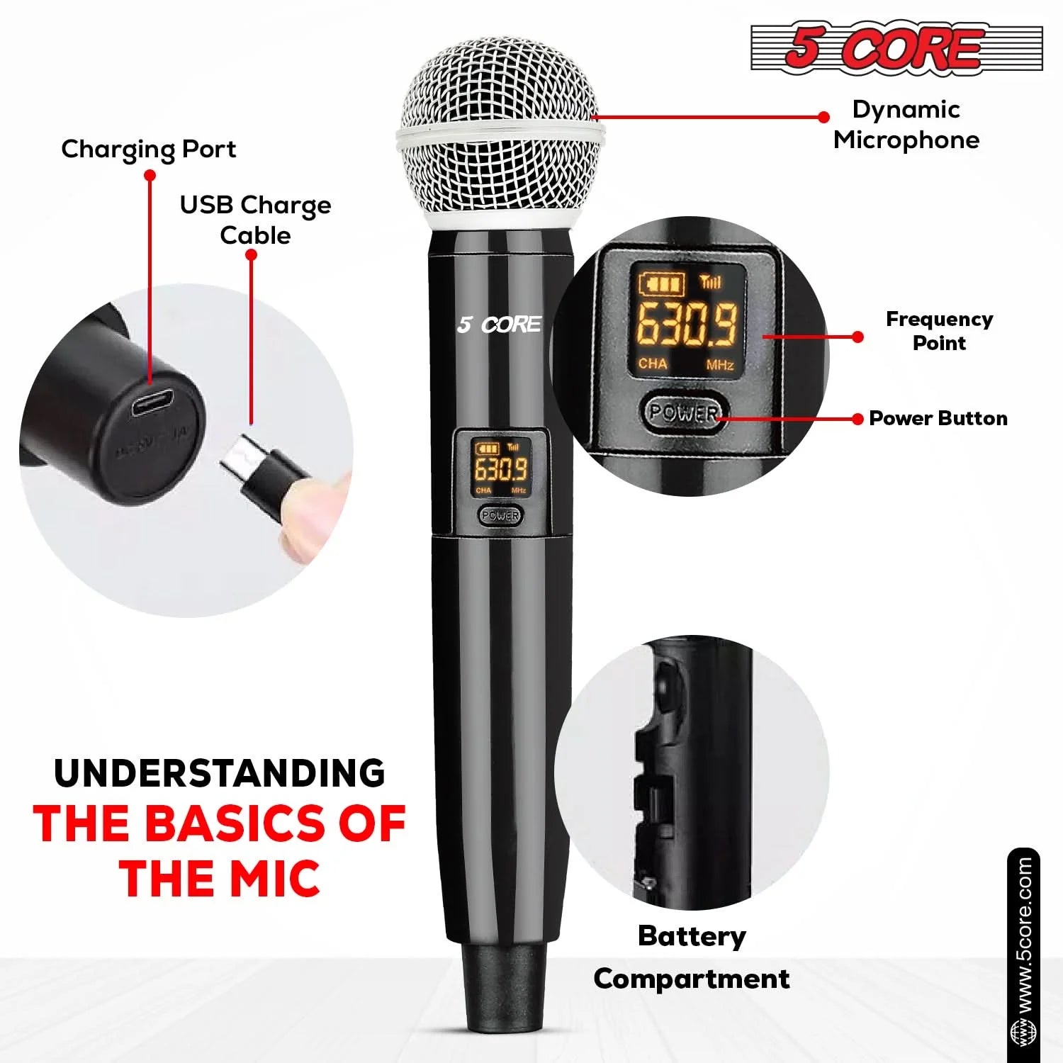 5Core Wireless Microphones VHF Microfonos Inalambricos Professional Handheld Cordless Mic