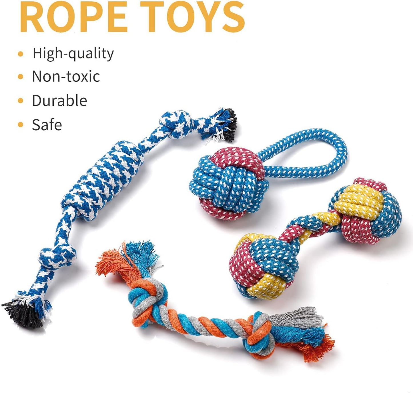 7 Pack Small Dog Toys, Puppy Teething Toys, Durable Ropes Chew Toys, Cute Calf Squeaky Dog Toys, Non-Toxic and Safe