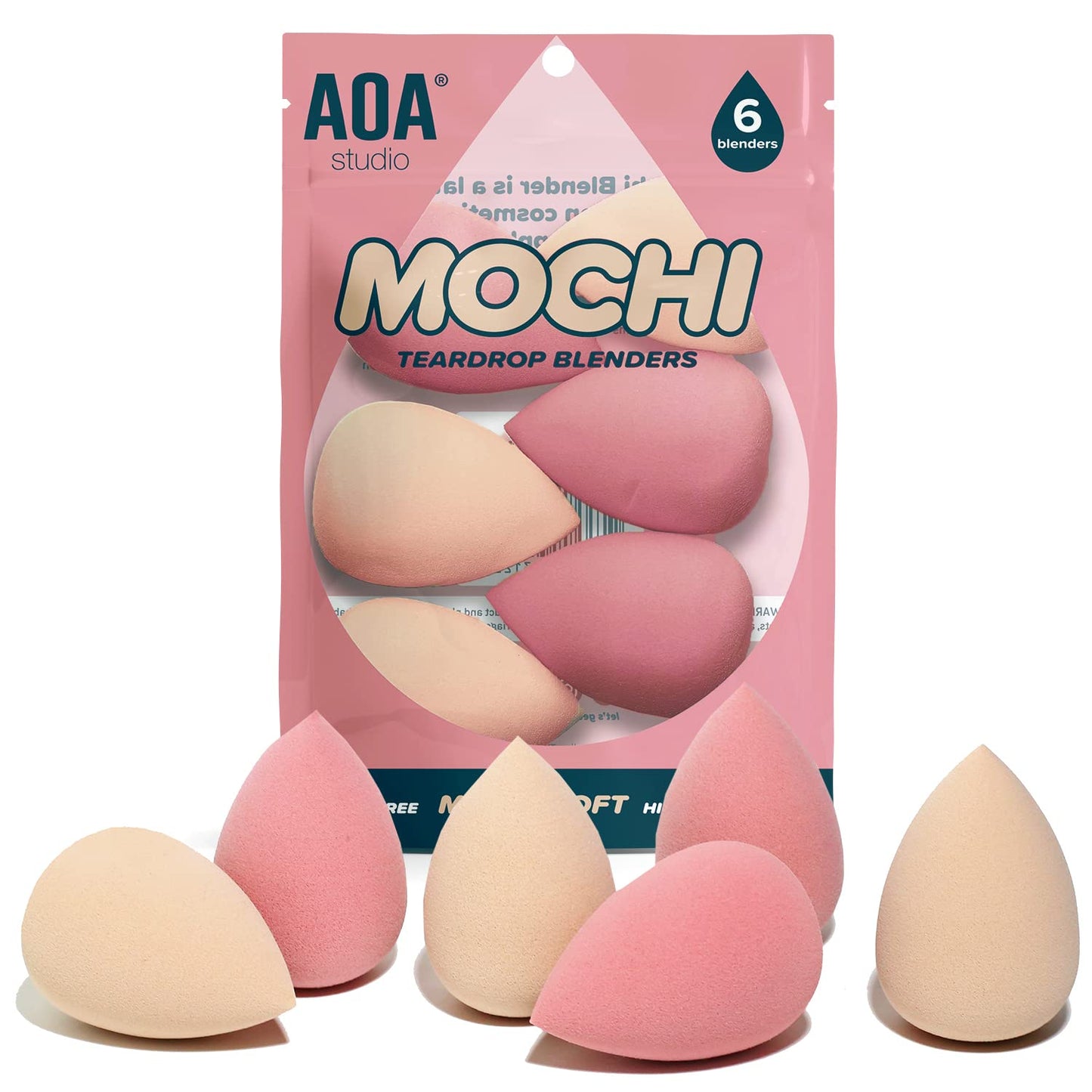 Collection Makeup Mochi Sponge Set Makeup Blender Latex Free and High-Definition Set of 6 Makeup Blender for Powder Cream and Liquid Wonder Blender Beauty Cosmetic (6 Count)