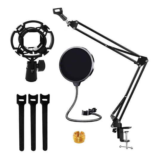 5Core Microphone Stand Suspension Desk Scissor Boom Arm W Shock Mount Pop Filter