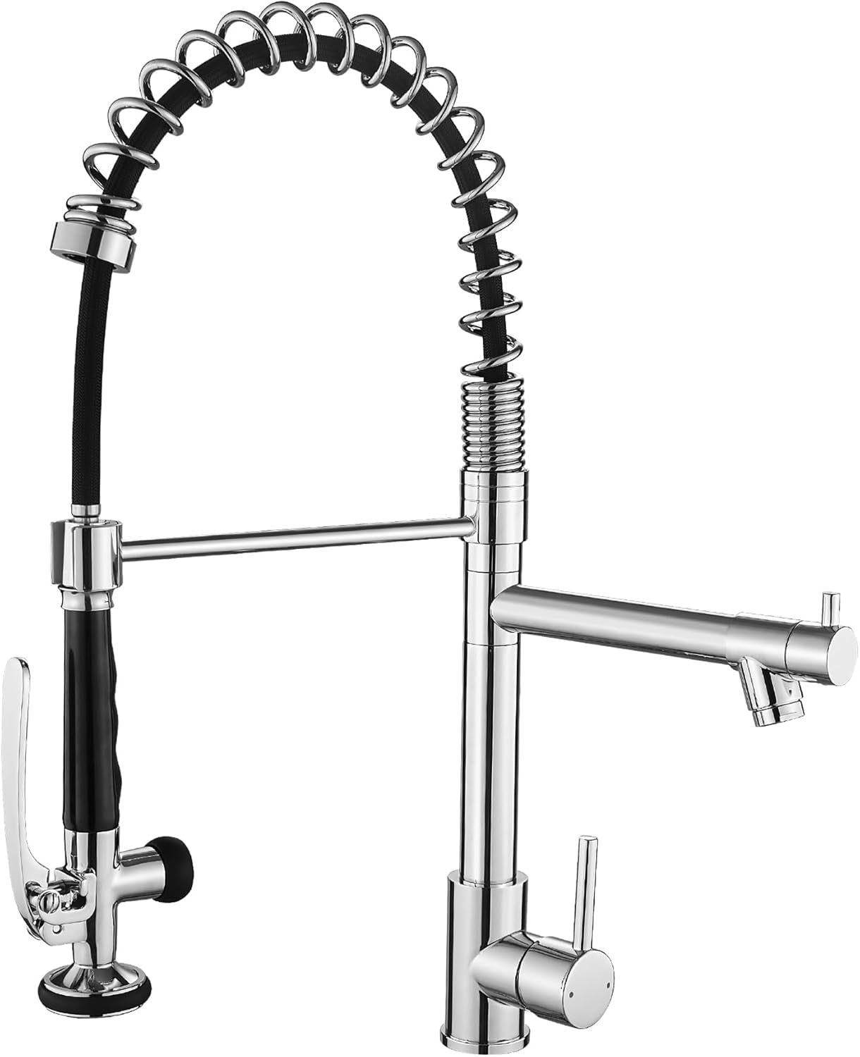 Chrome Kitchen Faucet with Sprayer,Commercial Single Handle Pull down Kitchen Sink Faucet