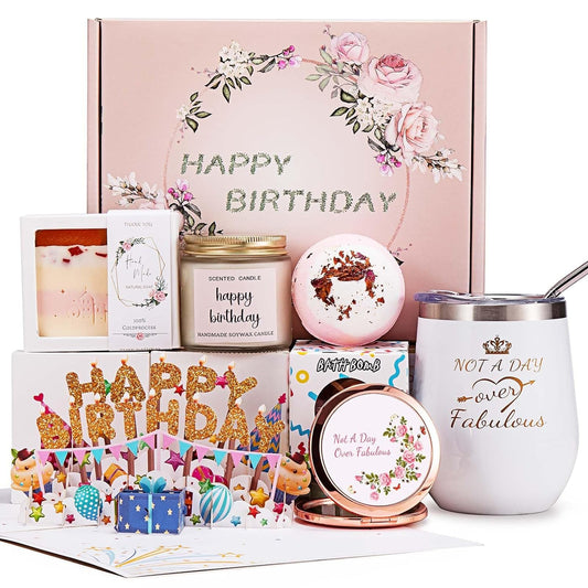 Birthday Gifts for Women, Happy Bath Set Relaxing Spa Gift Baskets Ideas for Women, Her, Mom, Sister, Female Friends, Coworker, Wife, Girlfriend, Daughter, Unique Gifts for Women Who Have Everything