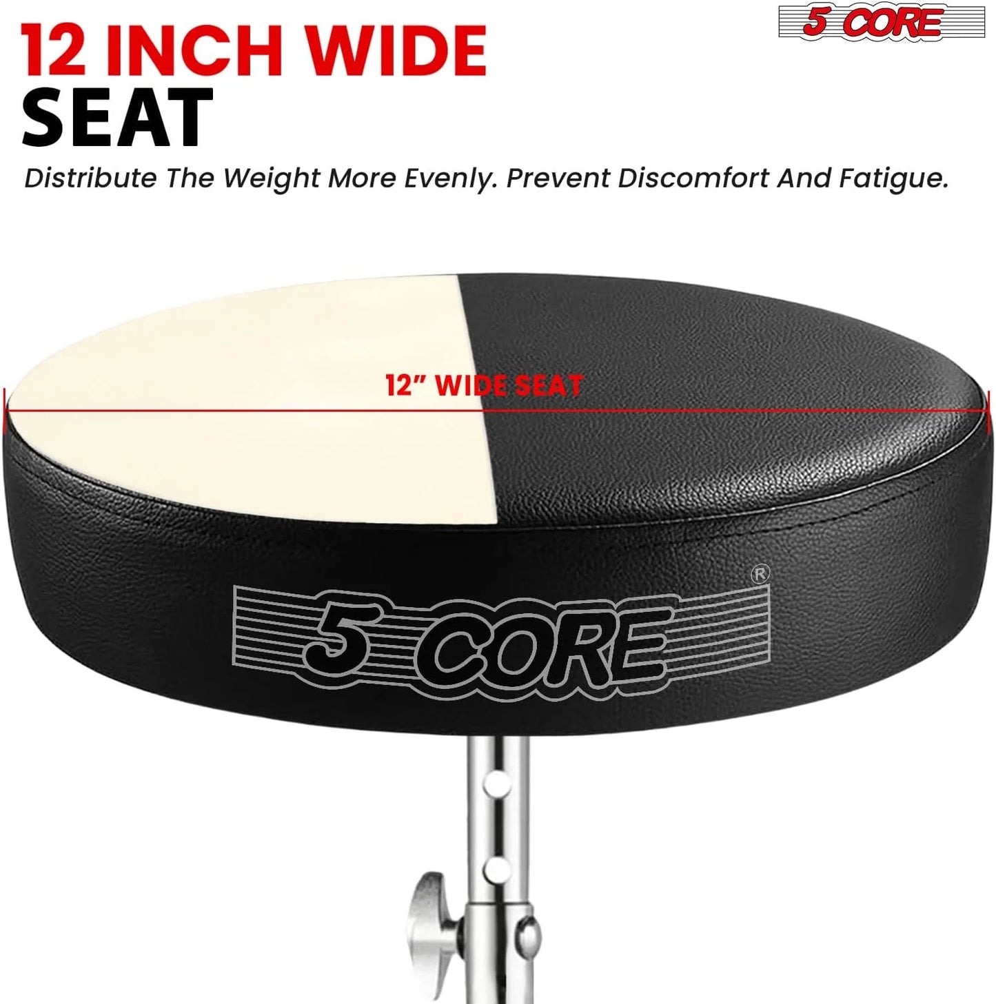 5Core Drum Throne Adjustable Guitar Stool Padded Seat + Drum Practice Pad Snare Drumming Stand