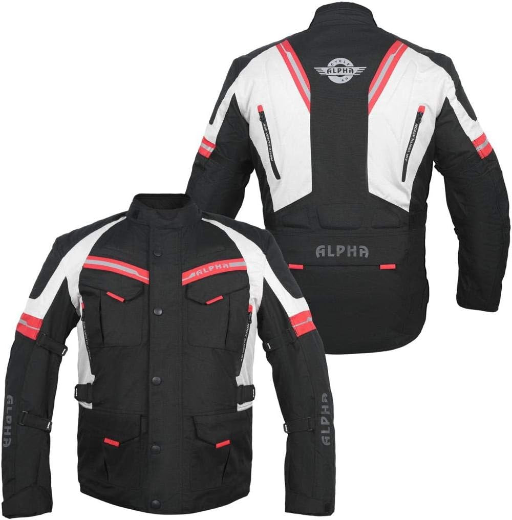 ACG TAHOE-J106 MOTORCYCLE ADV JACKET (BLACK/RED, MEDIUM)