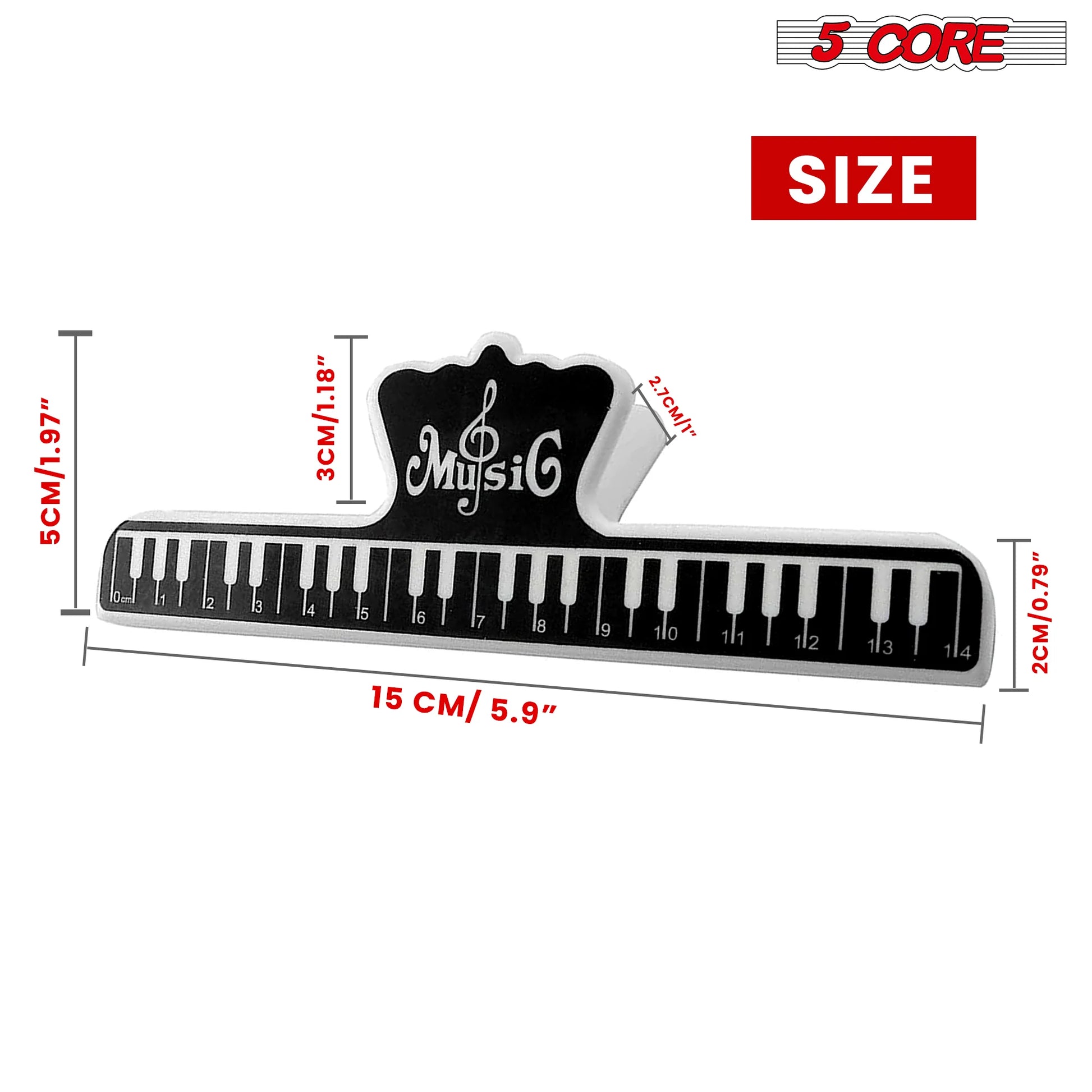 5Core Music Sheet Page Holder Clip Black Durable Plastic Music Score Fixed Clips