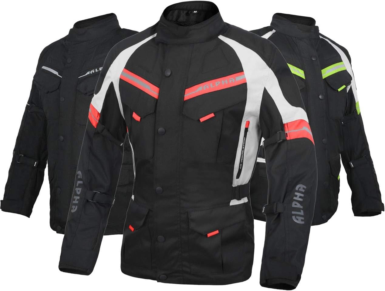 ACG TAHOE-J106 MOTORCYCLE ADV JACKET (BLACK/RED, MEDIUM)