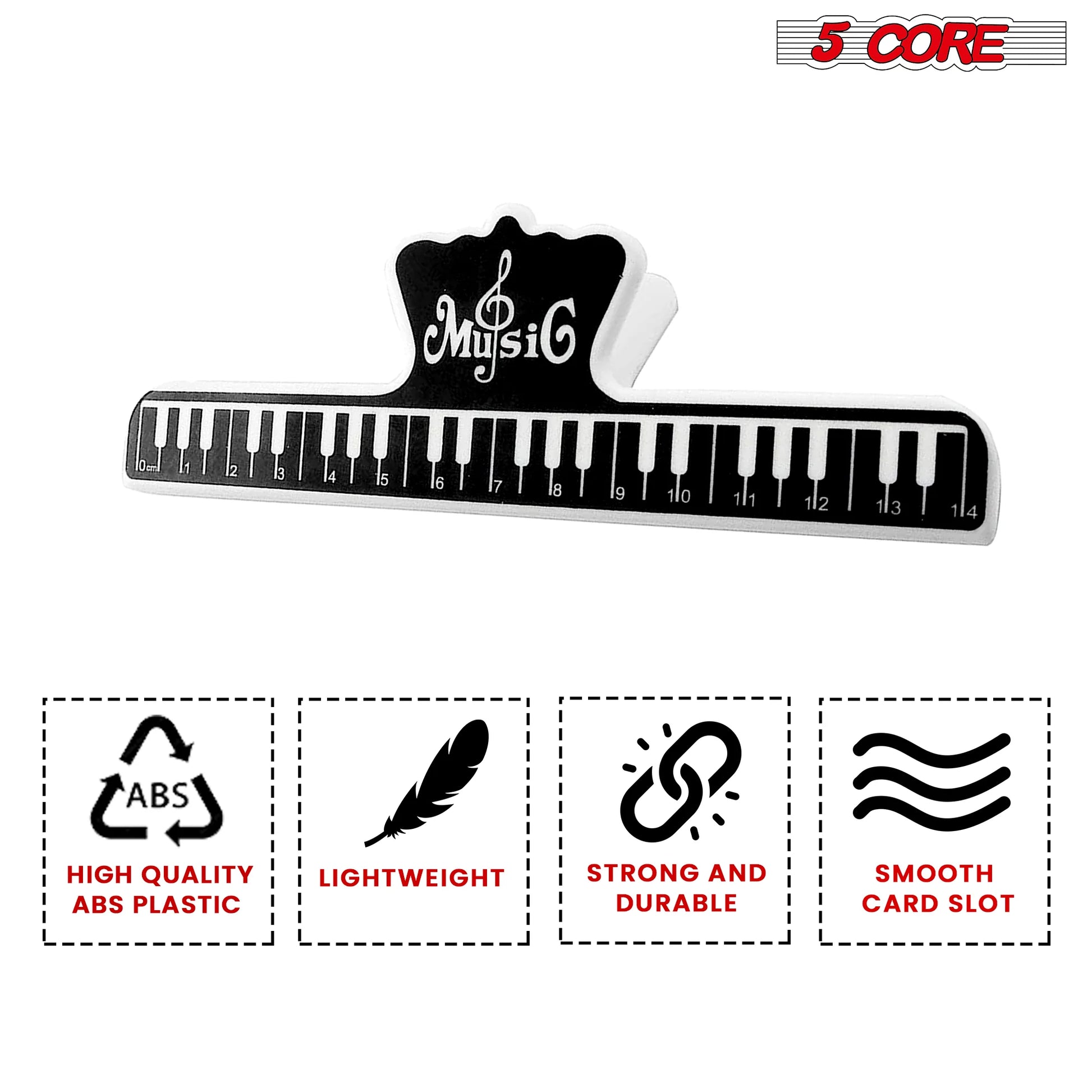 5Core Music Sheet Page Holder Clip Black Durable Plastic Music Score Fixed Clips