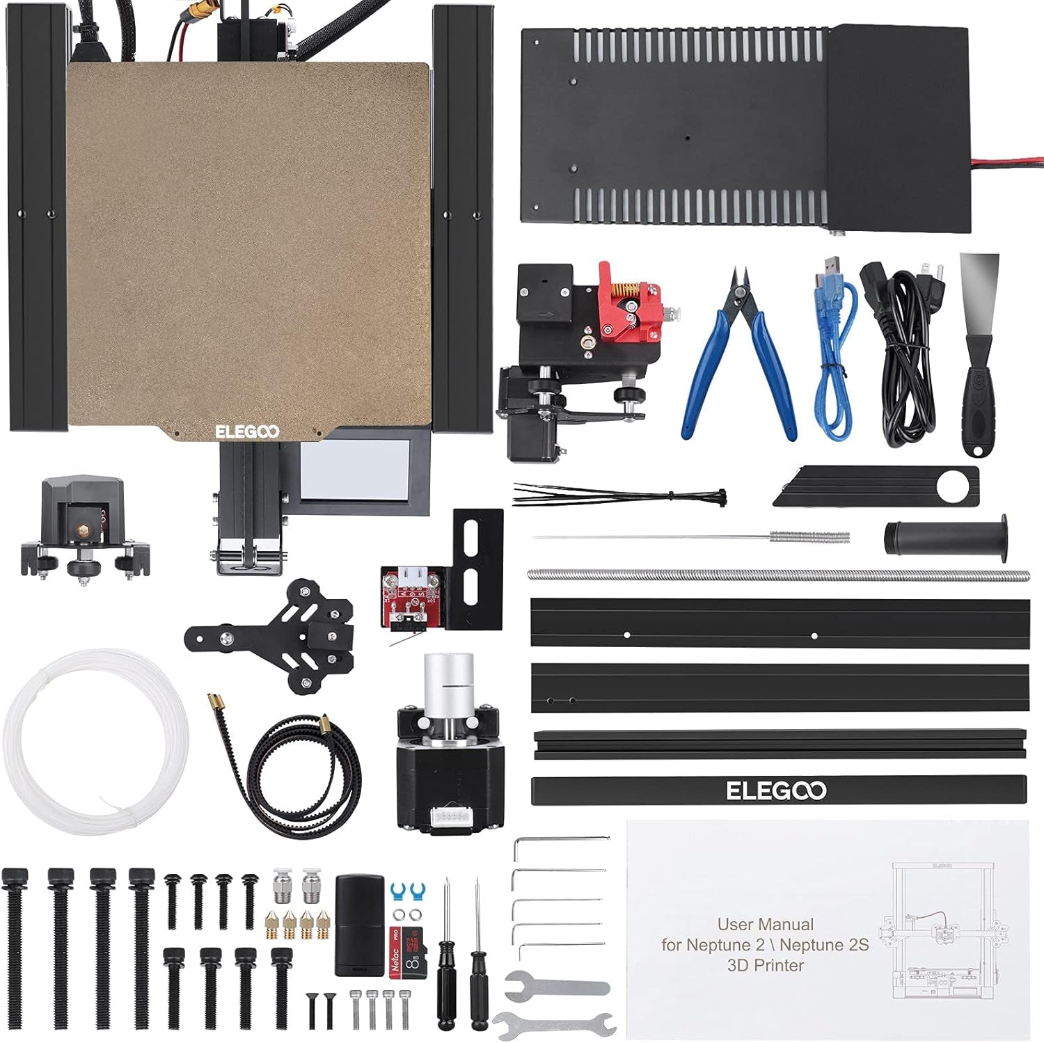 3D Printer Neptune 2S FDM 3D Printer with PEI Printing Sheet Large Printing Size 8.66X8.66X9.84 Inch